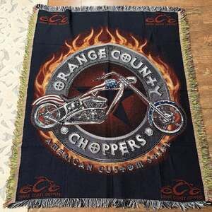 Orange County Choppers American Custom Steel Woven Fringe Throw Blanket